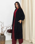 Cardigan long duveteux avec ceinture