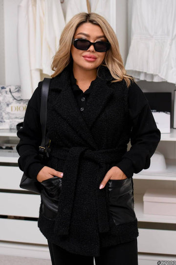 Karacul vest with a belt  - Twiggy Shop