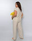 Комплект от linen blend  с риза и pants, произведен от linen  80% и polyester 20%, в White цвят.