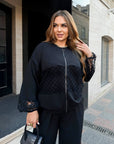 Bomber jacket and trouser set with mesh made from polyester, viscose and lycra, with fashionable design and stylish appearance.