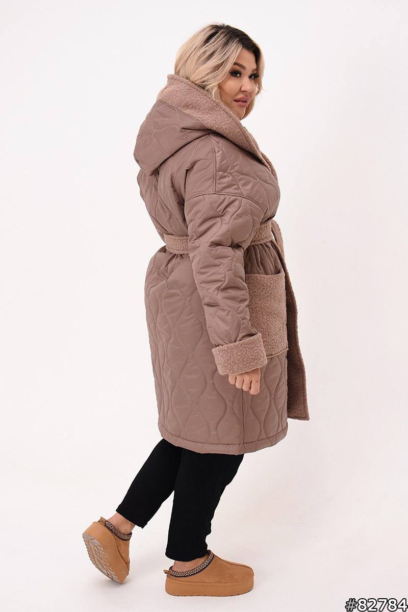 Quilted coat with a belt  - Twiggy Shop