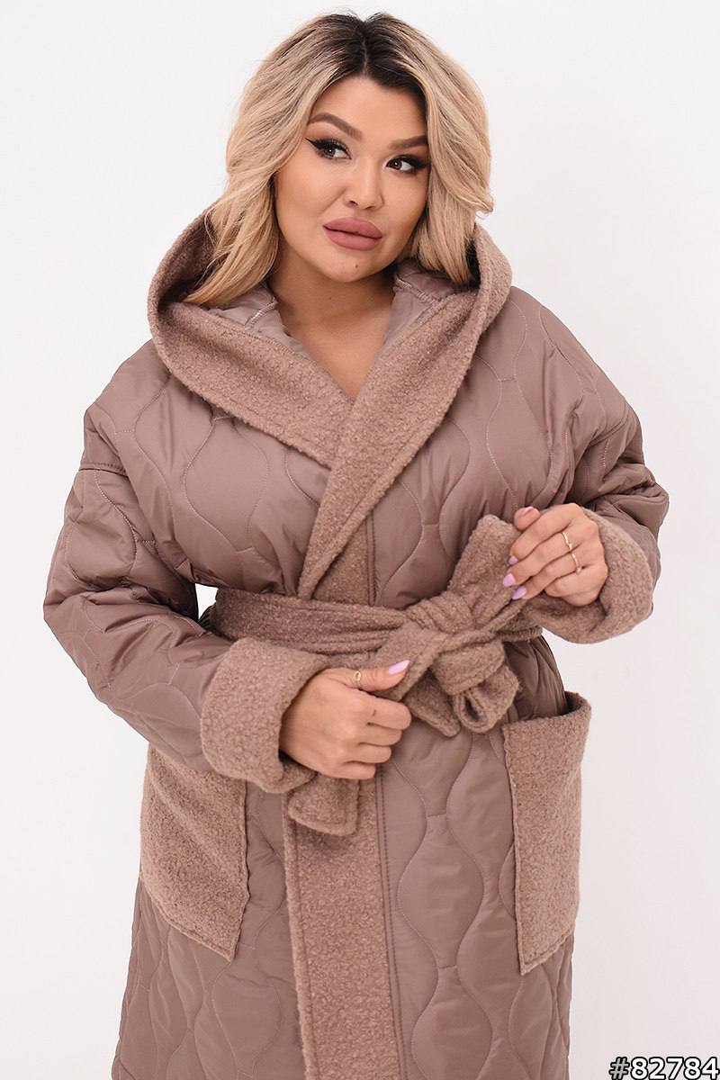 Quilted coat with a belt  - Twiggy Shop
