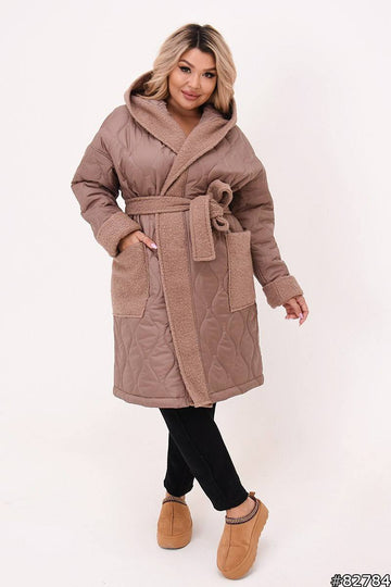 Quilted coat with a belt  - Twiggy Shop