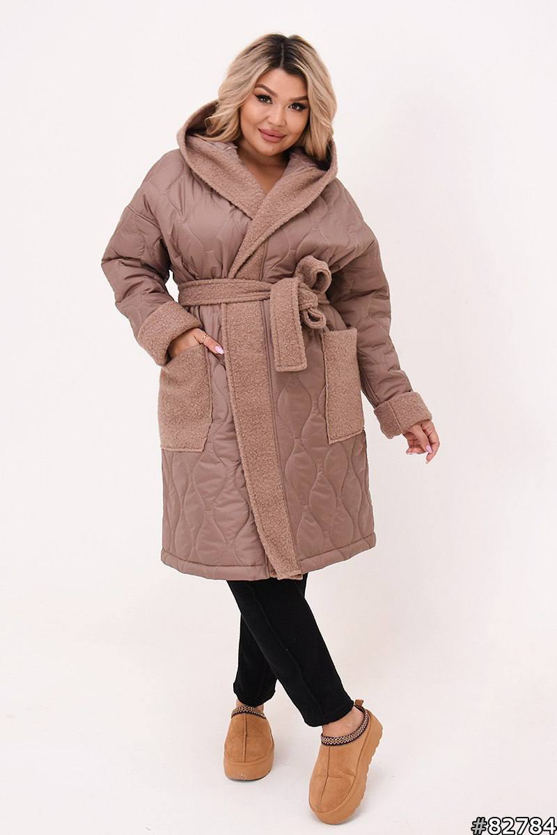 Quilted coat with a belt  - Twiggy Shop