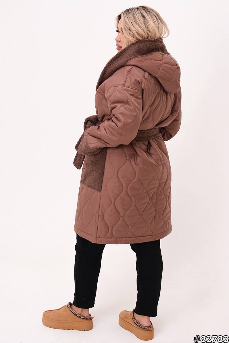 Quilted coat with a belt  - Twiggy Shop