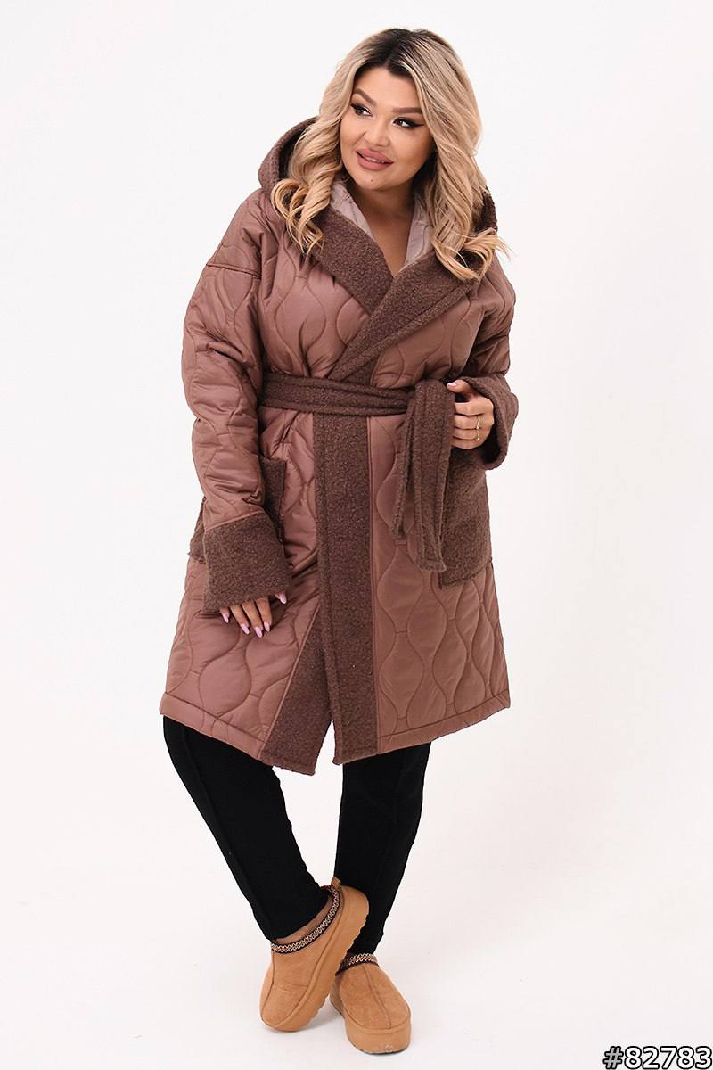 Quilted coat with a belt  - Twiggy Shop