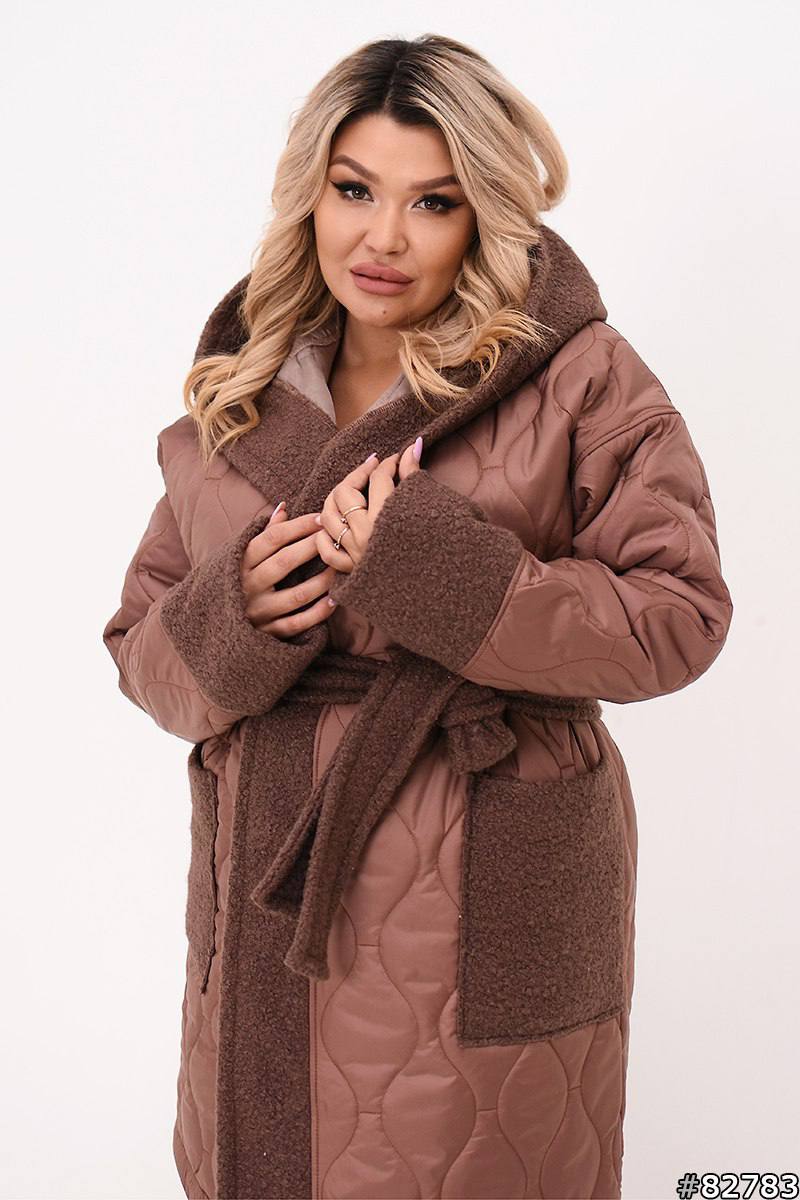 Quilted coat with a belt  - Twiggy Shop