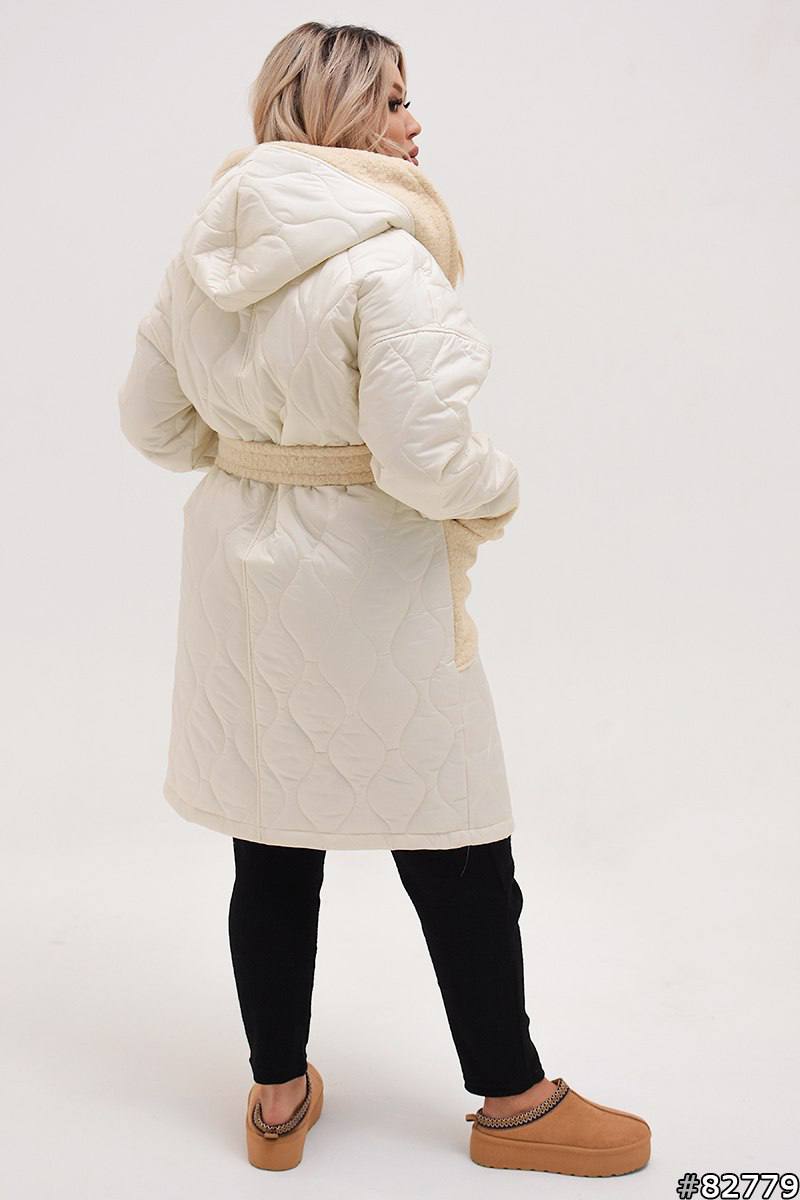 Quilted coat with a belt  - Twiggy Shop