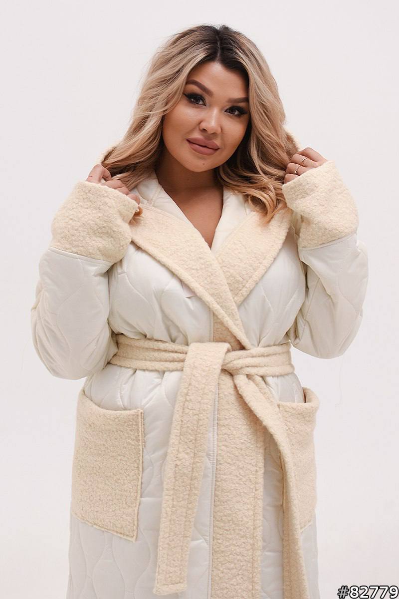 Quilted coat with a belt  - Twiggy Shop