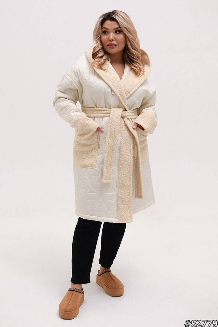 Quilted coat with a belt  - Twiggy Shop