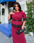 Set with a long skirt and lace, made from polyester, viscose and lycra, shown in the image.
