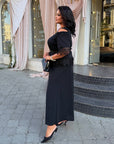 Set with a long skirt and lace, made from polyester, viscose and lycra, shown in the image.