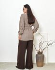 Short fluffy cardigan with belt