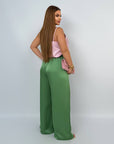 Wide-leg satin trousers