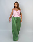 Wide-leg satin trousers