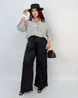 Wide-leg satin trousers
