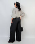 Wide-leg satin trousers