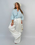 Wide-leg satin trousers