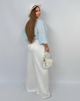 Wide-leg satin trousers