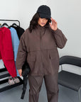 Windbreaker-fabric set made from polyester with comfortable design, image.