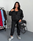 Windbreaker-fabric set made from polyester, image of soft and comfortable sporty set in a light colour.