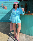 Wrap blouse and shorts set