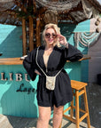 Wrap blouse and shorts set