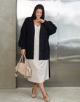 Short fluffy cardigan with belt
