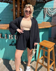 Wrap blouse and shorts set