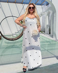 Long polka-dot satin dress