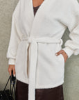 Cardigan court duveteux avec ceinture