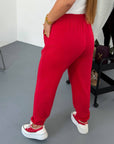 Knit joggers NewYear25 with cotton, polyester and elastane, image of beige sporty trousers