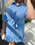 Blouse and mini skirt set