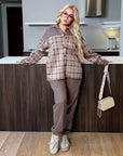 Suede set with a plaid shirt  - Twiggy Shop