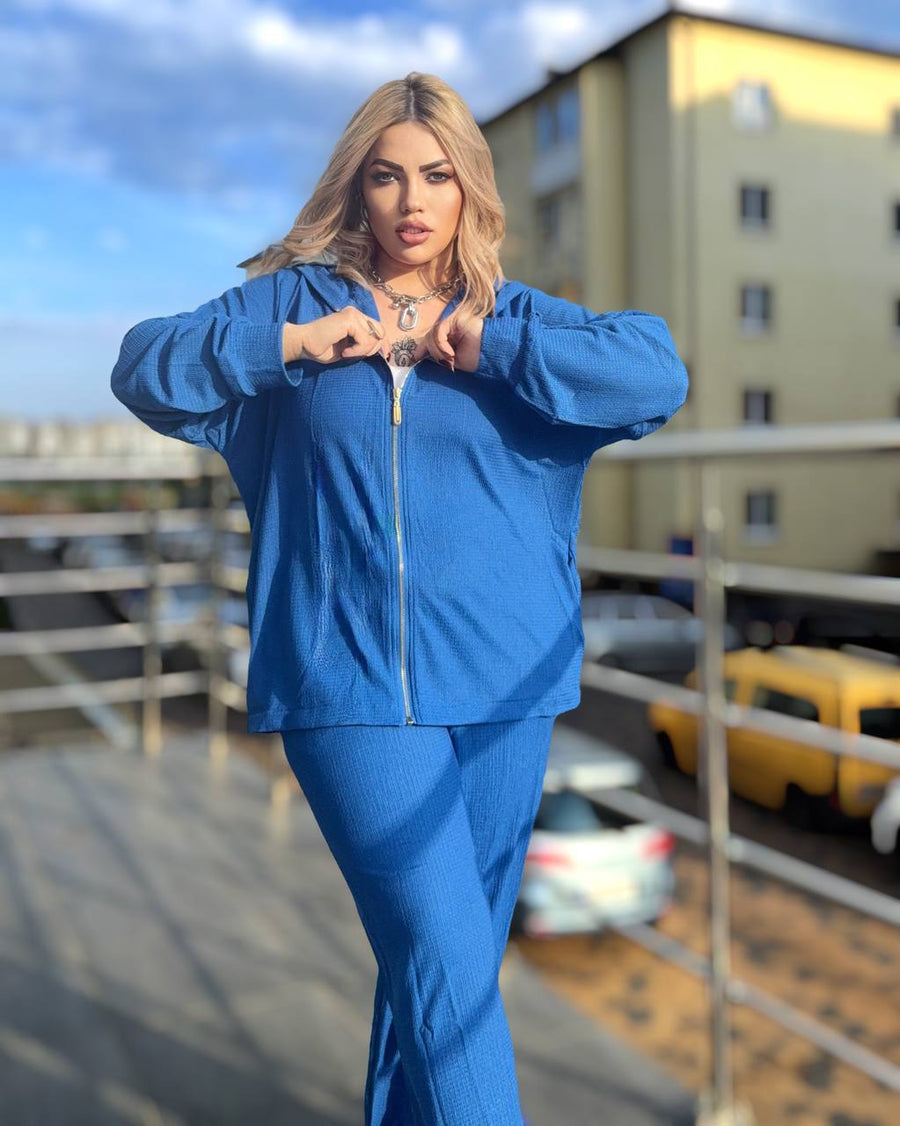 Sporty knit set with a hoodie  - Twiggy Shop