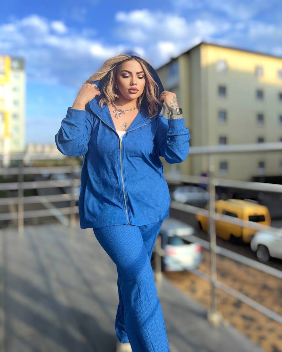 Sporty knit set with a hoodie  - Twiggy Shop