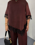 Satin set with lace, polyester, viscose and elastane, beautiful details and refined look.