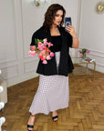 Conjunto falda y blusa con peplum