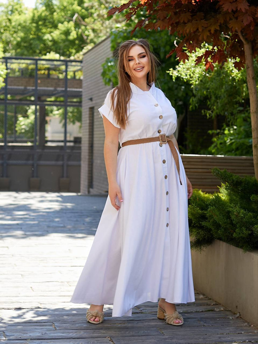 Linen dress with a belt