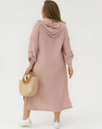 Linen-blend dress with a hood  - Twiggy Shop