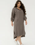 Linen-blend dress with a hood  - Twiggy Shop