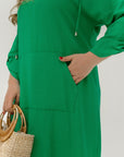 Linen-blend dress with a hood  - Twiggy Shop