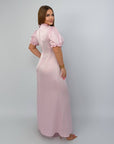 Long dress with detachable peplum belt
