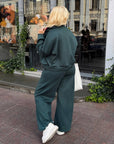 Suede bomber jacket and trouser set with polyester, viscose and elastane, in modern style, in shades from IT colour.