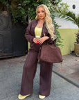Suede bomber jacket and trouser set with polyester, viscose and elastane, in fashifrom IT style.