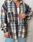 Oversized checked shirt with loose fit, cotton and polyester, with recognisable model and long sleeves.