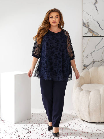 Set with flocked blouse  - Twiggy Shop