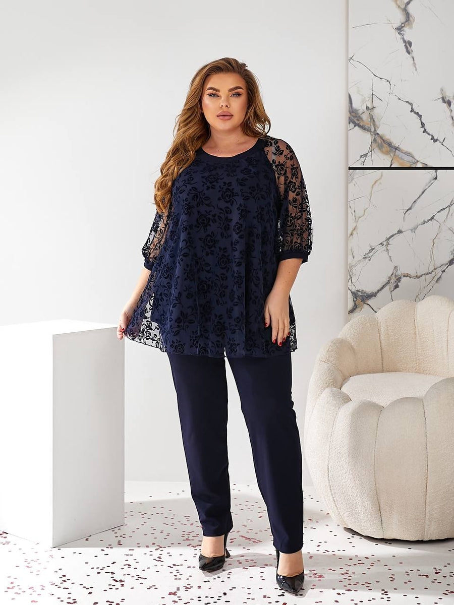 Set with flocked blouse  - Twiggy Shop