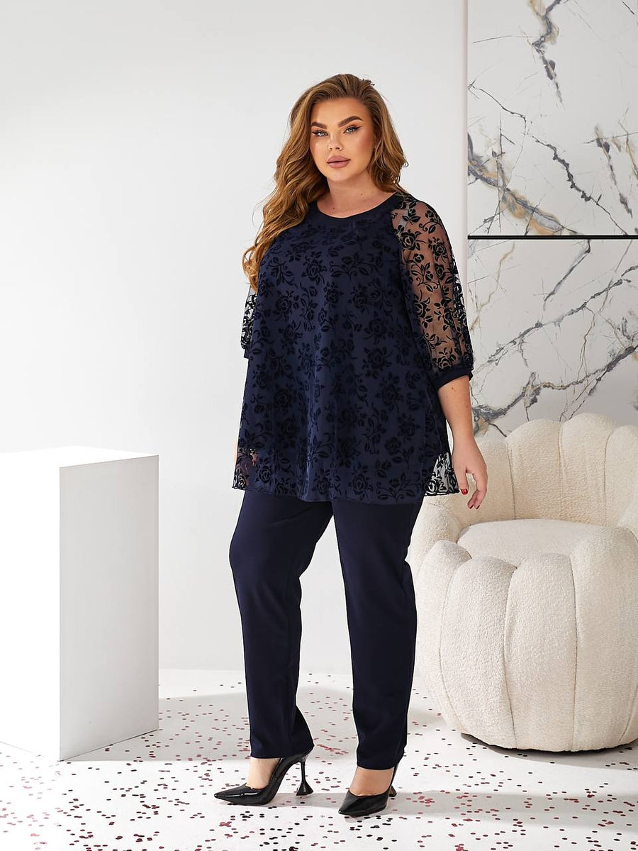 Set with flocked blouse  - Twiggy Shop