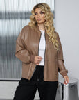 Stylish faux-leather jacket for IT professionals, image of jacket with 100% polyamide in black.